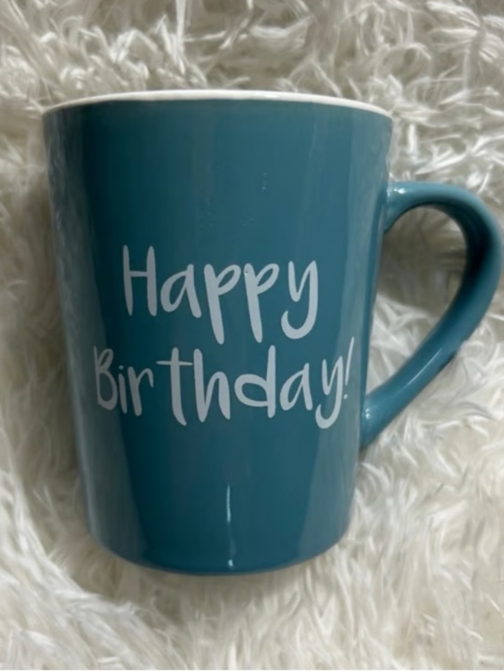 Ceramic Birthday Mug in Teal with White Script